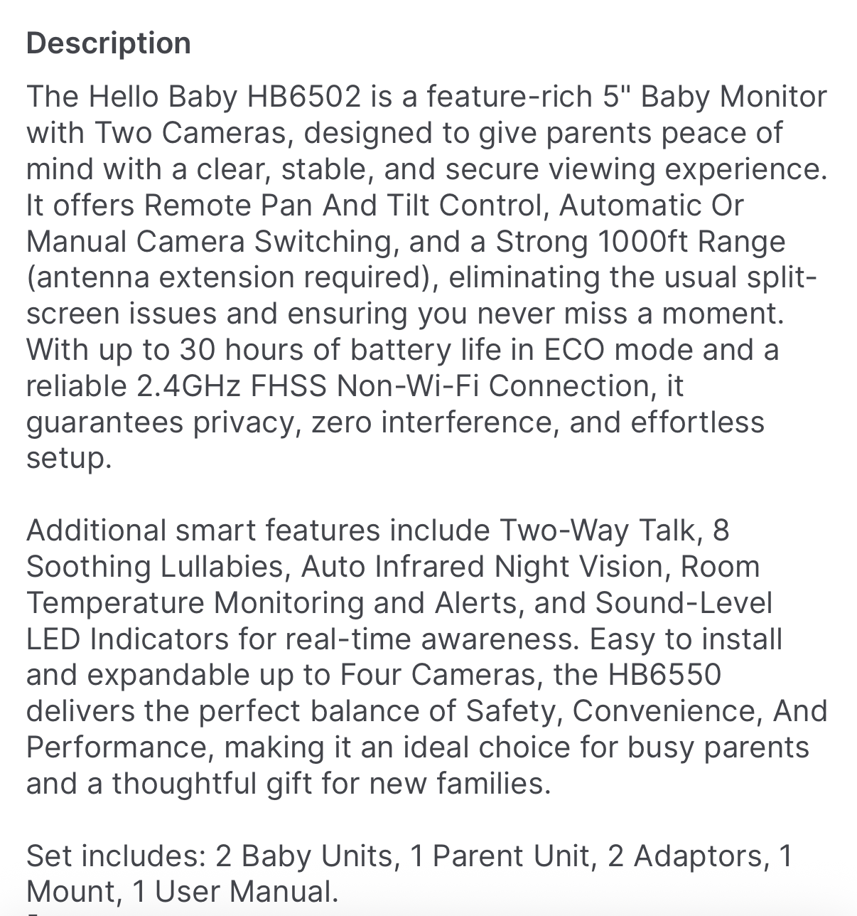 Hello Baby 5-inch LCB Baby Monitor 2 camera + Mount — photo 2